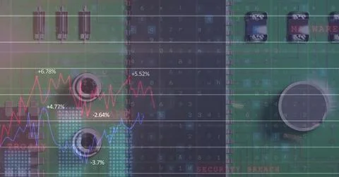 Digital composition of financial data processing against microprocessor 스톡 일러스트