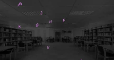 Digital composition of multiple alphabets and numbers floating against empty 스톡 일러스트