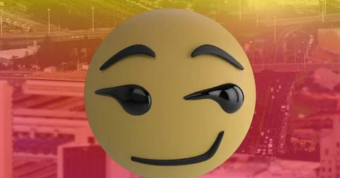 Digital composition of multiple changing face emojis against cityscape in Fotos de archivo