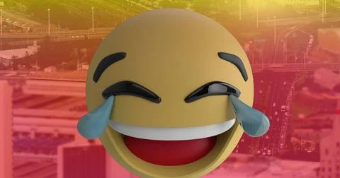 Digital composition of multiple changing face emojis against cityscape in Fotos de archivo