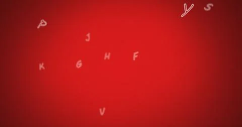 Digital composition of multiple english language alphabets floating against red 스톡 일러스트