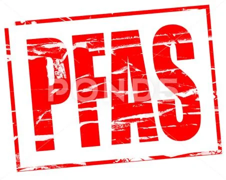 Digital composition. Red Rubber stamp effect with the acronym PFAS