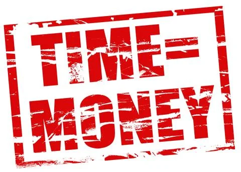Digital Composition Rubber stamp effect Time is money..Red, stamp, rubber, ef 스톡 일러스트