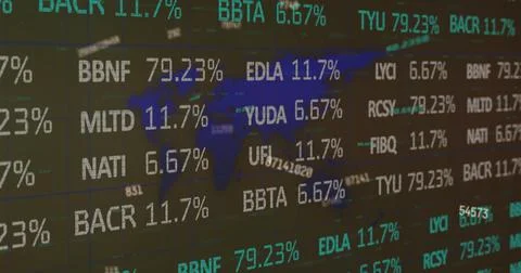 Digital composition of stock market data processing and multiple changing Stock Illustration
