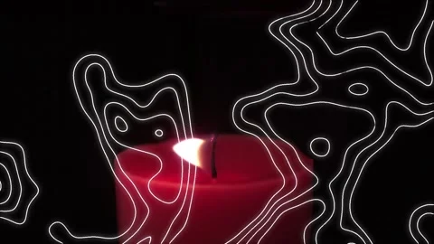 Digital composition of topography pattern over burning candle against black Stock Footage 162983746