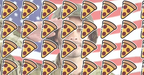 Digital composition of waving american flag against soldier using gun at Stock-Footage 326187803