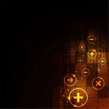 Digital computation on a dark orange background. Illustrazione stock