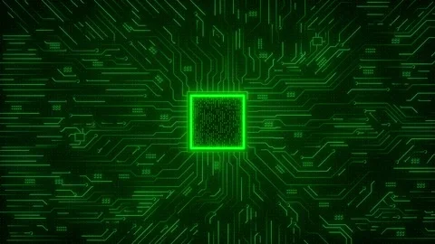 Digital Computer AI chip CPU Futuristic motherboard Data moving on Circuit Board Stock Footage 295174536