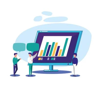 Digital computer and men vector design Illustrazione stock