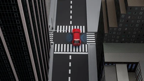 Digital Computer Animation of Cars Commuting in Futuristic City Stock Footage 105012671