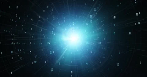 Digital computer binary numbers with lines cyberspace network Video stock 346393715