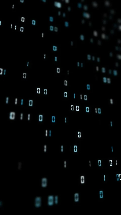 Digital computer binary numbers loop motion on clean black vertical back Stock Footage 346393596