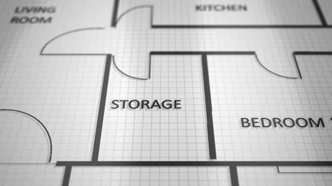 Digital Computer Blueprint of building architectural plans - V1 Stock Footage 98909785