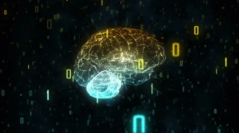 Digital computer brain in binary cloud Video stock 33977539