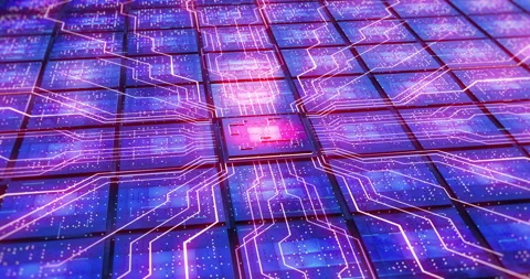 Digital Computer Chips World Unfolding Inside Laptop Screen. Stock Footage 306653126