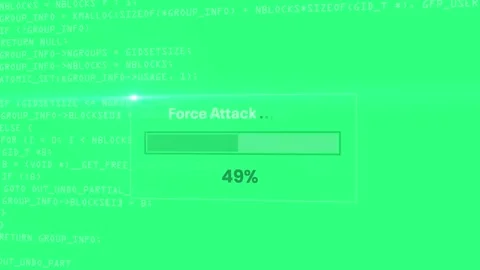 Digital computer code with force attack progress bar with percentage animation 스톡 동영상 343845313