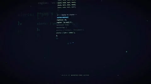 Digital computer code scrolling on a dark blue background with futuristic data Stock Footage 336775239