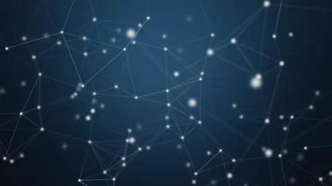 Digital computer data and network connection triangle lines and spheres in fu Stock Illustration