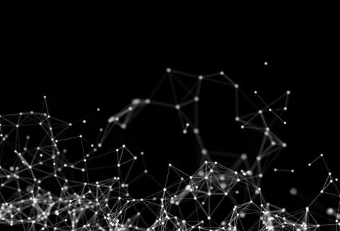 Digital computer data and network connection triangle lines and spheres in fu Stock Illustration