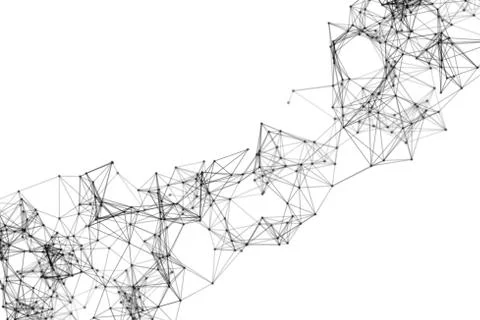Digital computer data and network connection triangle lines and spheres in fu Fotos de archivo