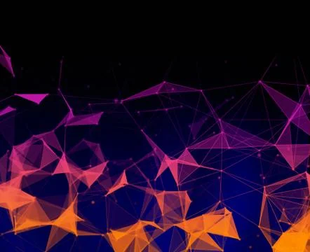 Digital computer data and network connection triangle lines and spheres in fu Fotos de archivo