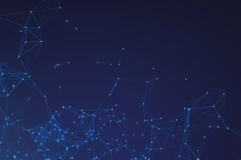 Digital computer data and network connection triangle lines and spheres in fu Foto stock