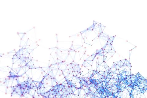Digital computer data and network connection triangle lines and spheres in fu 스톡 사진