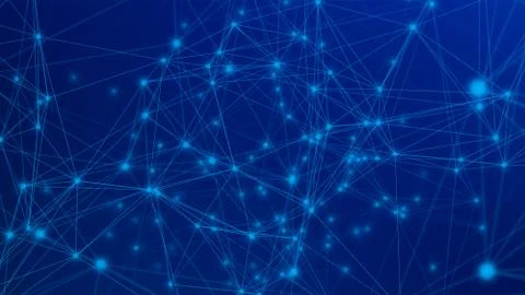 Digital computer data and network connection triangle lines and dots in futur Stock Photos