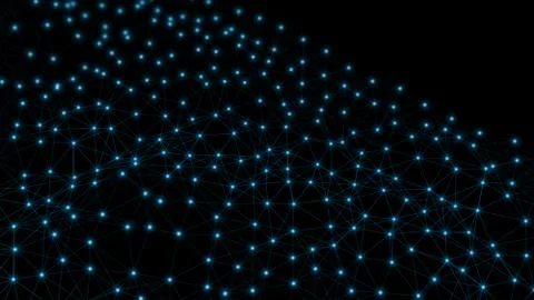 Digital computer data and network connection triangle lines and dots in futur Stock Photos