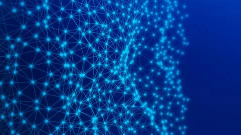 Digital computer data and network connection triangle lines and dots in futur Stock Photos