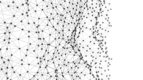 Digital computer data and network connection triangle lines and dots in futur Stock Photos