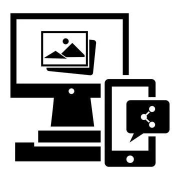 Digital computer device icon, simple style Stock-Illustration