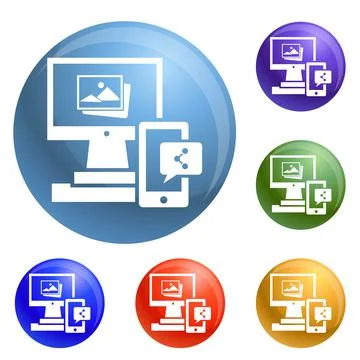 Digital computer device icons set vector Stock Illustration