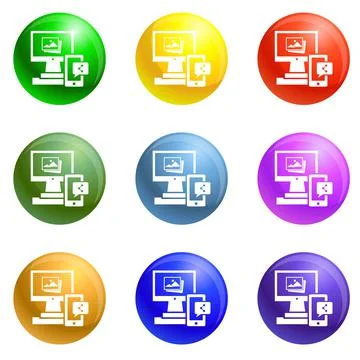 Digital computer device icons set vector Illustrazione stock