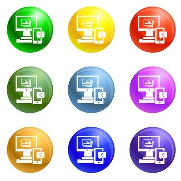 Digital computer device icons set Stock-Illustration