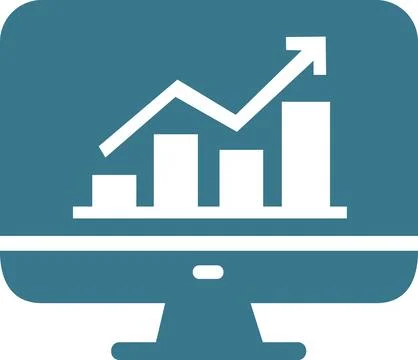 Digital computer display with analytical chart Stock Illustration