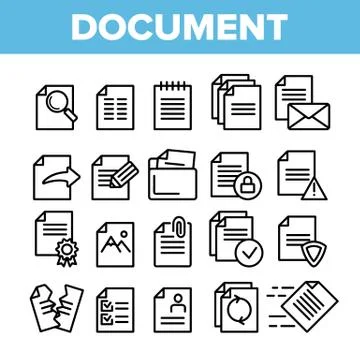 Digital, Computer Documents, File Vector Linear Icons Set Stock-Illustration