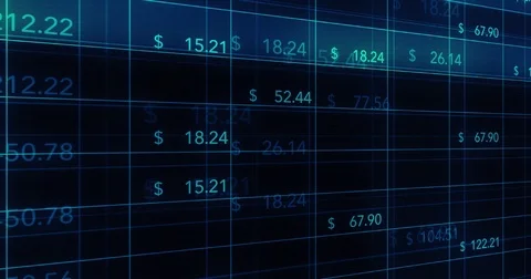 Digital computer financial data flickering on online spreadsheets Stock Footage 75395613
