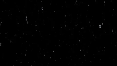 Digital computer glowing binary numbers loop fly on black background Stock Footage 348180609