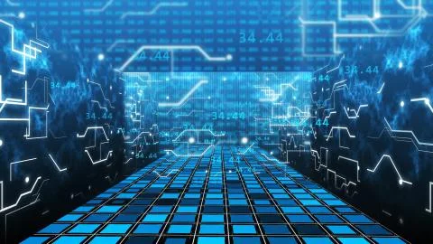 Digital Computer Grid Matrix room Technology Stock-Illustration