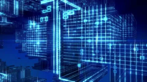 Digital Computer Grid Matrix Technology Background Stock Footage