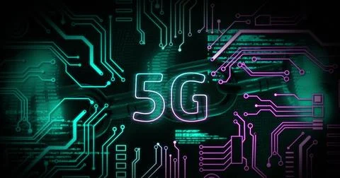 A digital computer interface, data processing and chain links on a green gl.. Foto stock