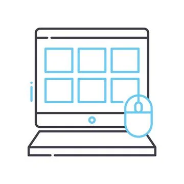 Digital computer line icon, outline symbol, vector illustration, concept sign Illustrazione stock