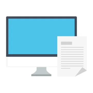 Digital computer with paper document vector design Stock Illustration