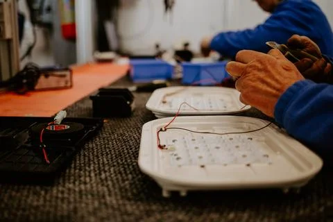 Digital computer PC technology and electronic industry manufacturing and pr.. Stock Photos