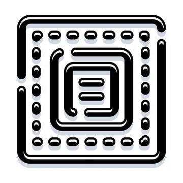 Digital computer processor chip black icon design 스톡 일러스트