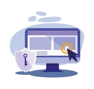 Digital computer shield and cursor vector design イラスト素材