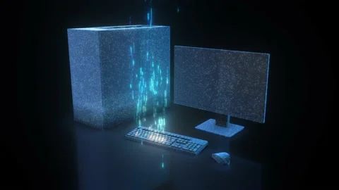 Digital Computer station v1 4k Video stock 146382836