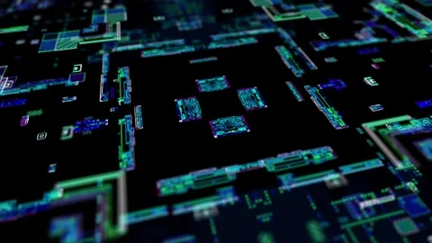 Digital computer technology background, noise futuristic hud footage Stock Footage 296320280