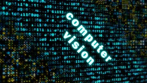 Digital computer vision illustration with code background Stock Illustration